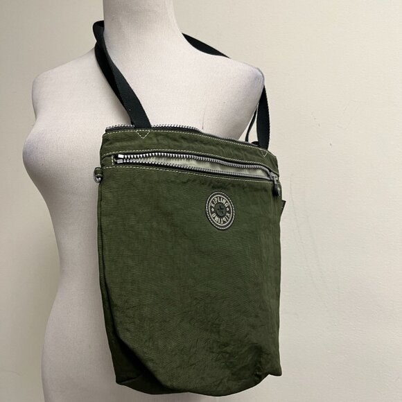 Kipling Army green zip bag tote zipper - Picture 2 of 7
